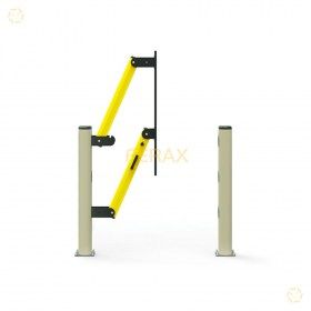 Puerta de seguridad con apertura vertical y sistema de bloqueo integrado